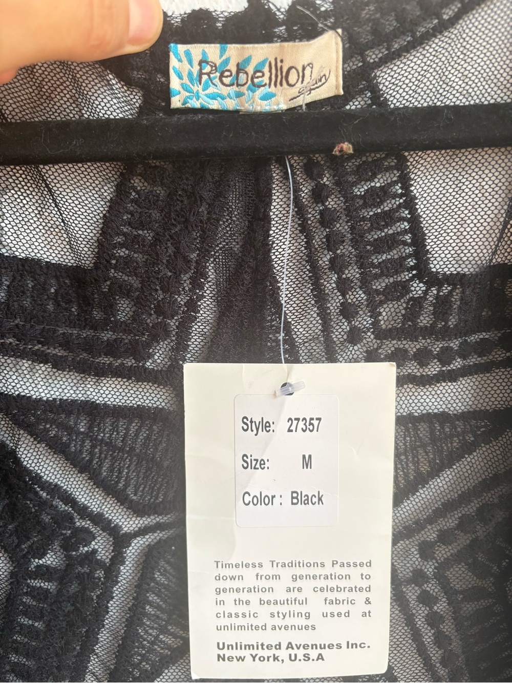 NWT Rebellion Again Black Star Embroidered Mesh Duster Kimono M - Picture 2 of 7